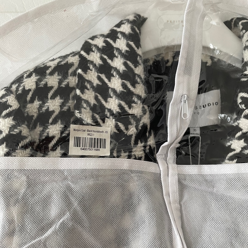 Petite Studio Black/white Plaid Long Coat Size XS - Picture 8 of 10
